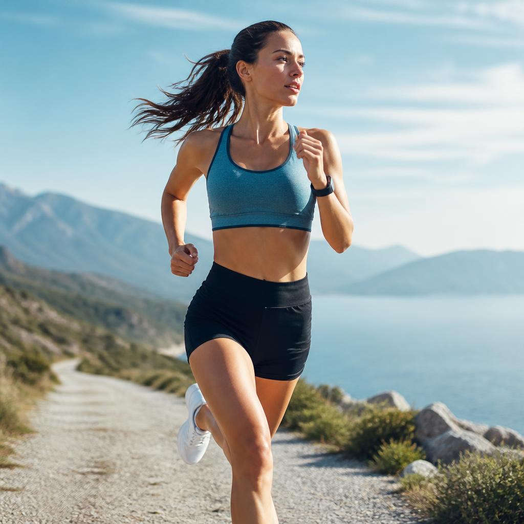 A fit person running outdoors, full of motion and vitality